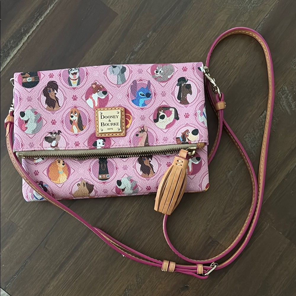 Dooney & Bourke Pink Dog Print Crossbody Bag